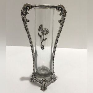 Brighton Contessa Bud Vase Silverplated & Glass 8" Floral Footed HA180